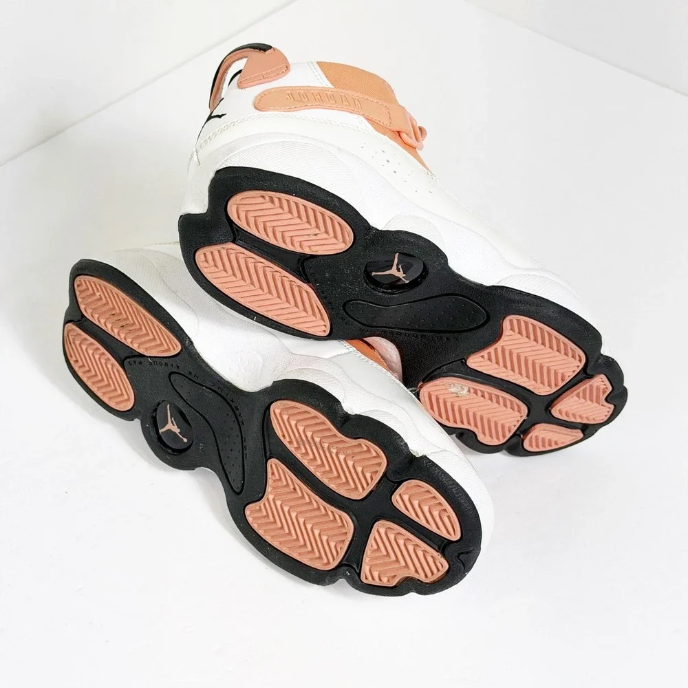 Jordan 6 Rings Sneakers Kids Size 2Y White Coral DM8964-801 High Top Shoes
